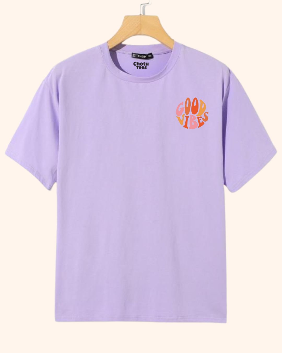 Chotu Tees Good Vibes butterfly tee – lavender kids t-shirt with positive vibes message and colorful butterfly design. Soft, uplifting outfit for girls.